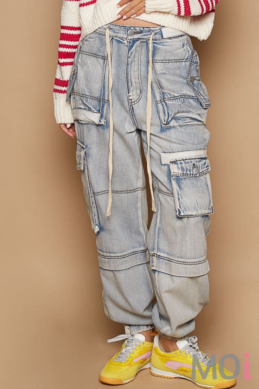 Baggy Denim Cargo Pants