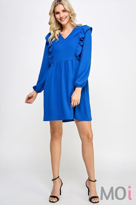 Solid Baby Doll Dress Blue