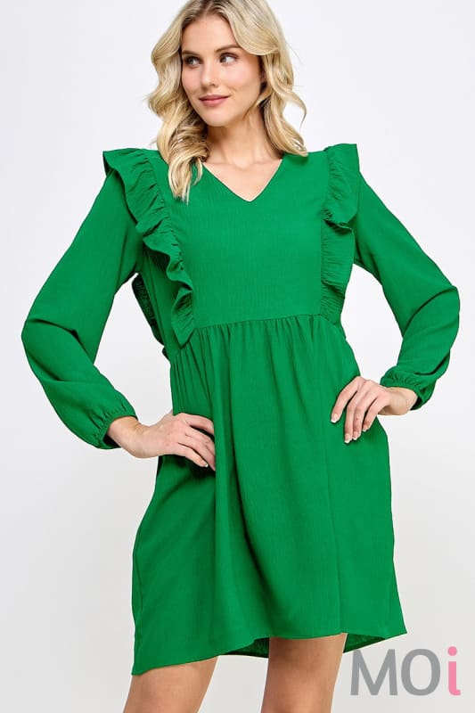 Solid Baby Doll Dress Kelly Green