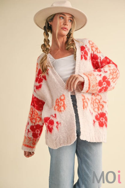 Oversized Floral Knit Cardigan