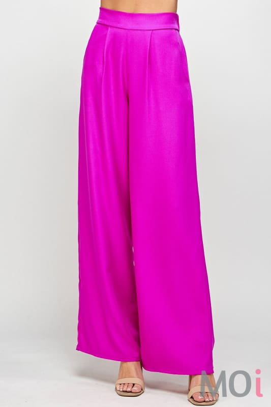 High Waist Wide Leg Pants Magenta