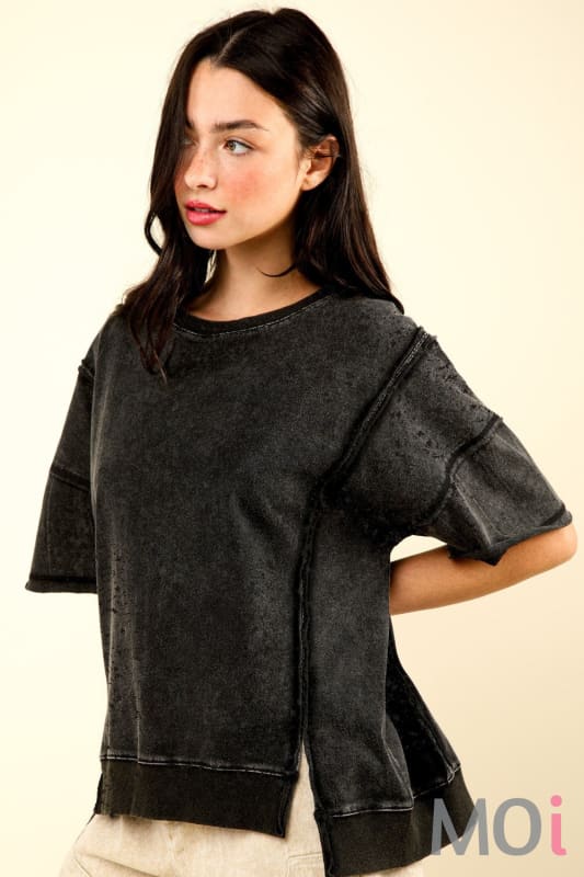 Oversized Washed Knit Top