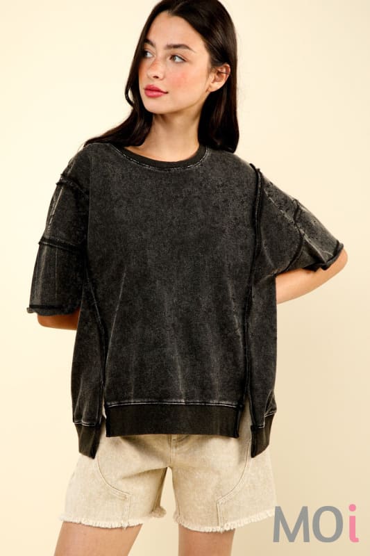 Oversized Washed Knit Top