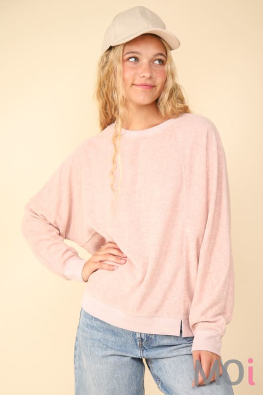 Oversized Comfy Soft Contrast Knit Top