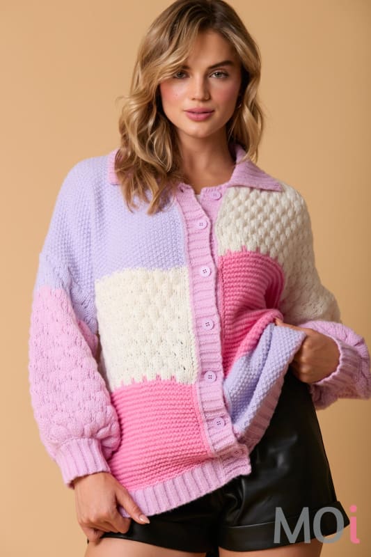 Color Block Sweater Cardigan