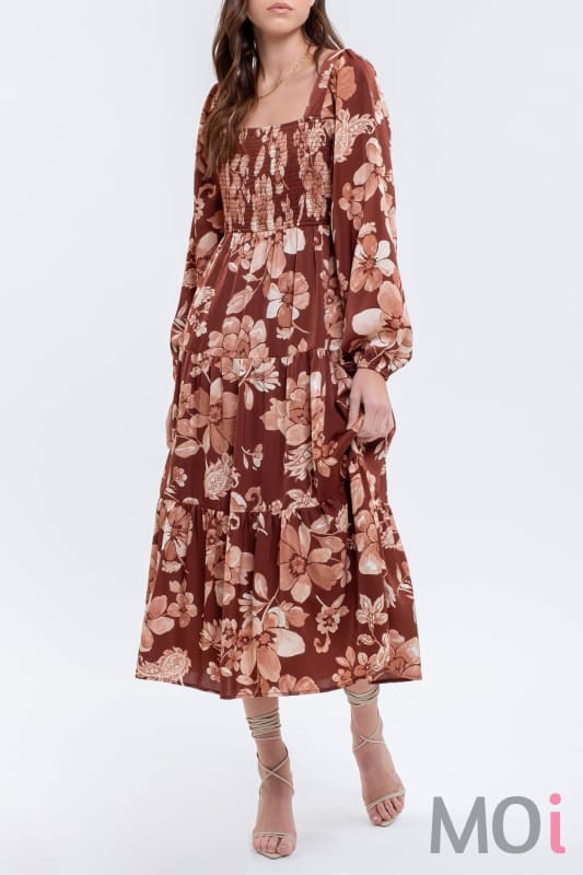 Floral Smocked Long Sleeve Dress