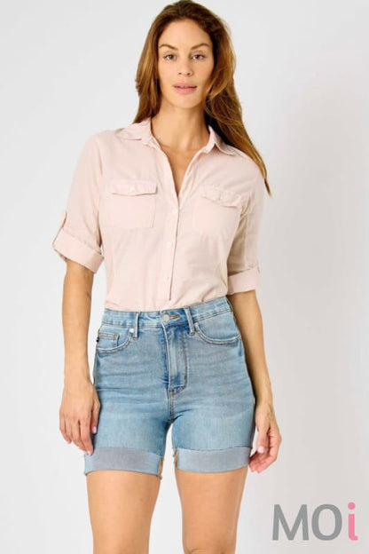 Judy Blue High Waist Tummy Control Cool Denim Shorts