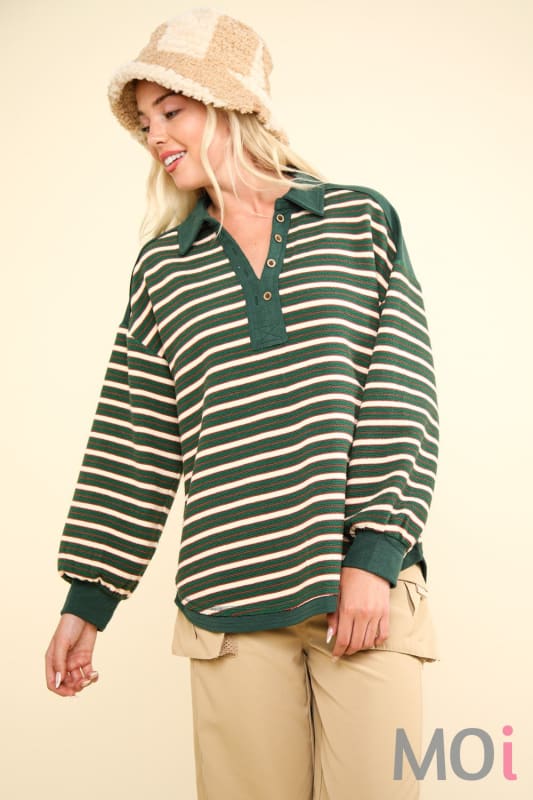 Oversized Casual Stripe Knit Top