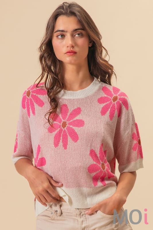 Floral Pattern Sweater Top