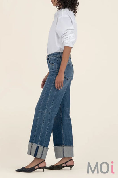 Kut From The Kloth Meg High Rise Wide Leg Fab Ab Roll Up