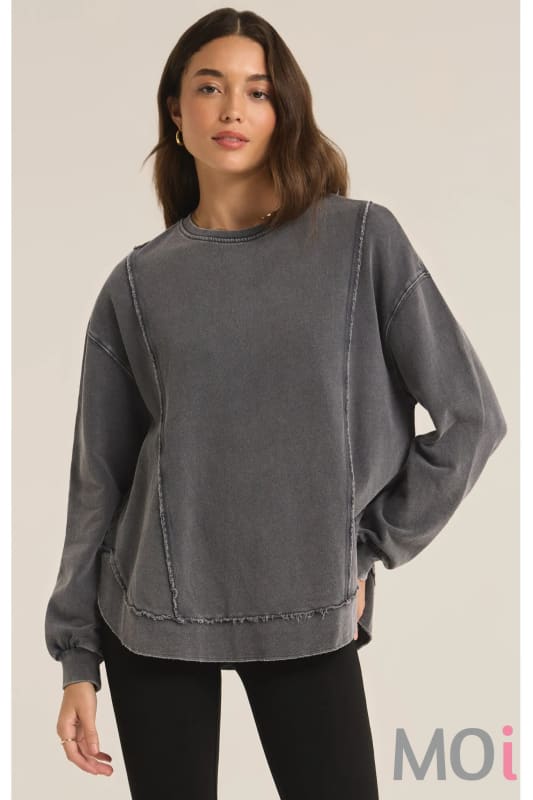 Z Supply Replay Sweatshirt Black Sand