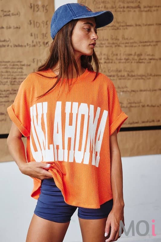 'OKLAHOMA' Comfy Oversize Graphic Sweatshirt Top