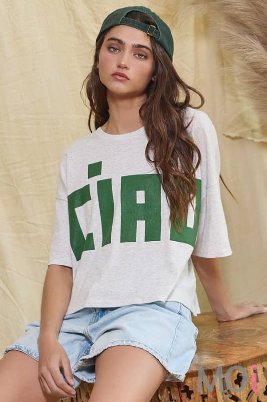 'CIAO' Graphic Jersey Boxy Crop Top