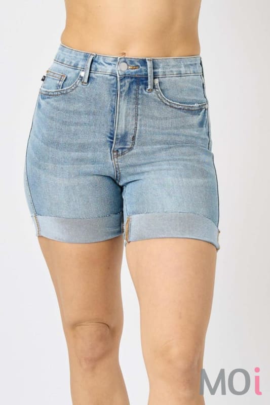 Judy Blue High Waist Tummy Control Cool Denim Shorts